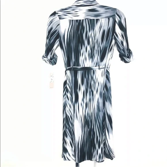 Nanette Lepore button front dress Midi collar belt pockets 1/2 tab sleeve Size 2 - Picture 5 of 10